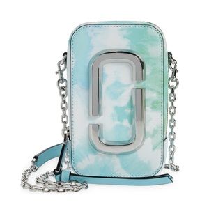 Marc Jacobs Hot Shot Blue Leather NWT Crossbody Bag Silver Chain